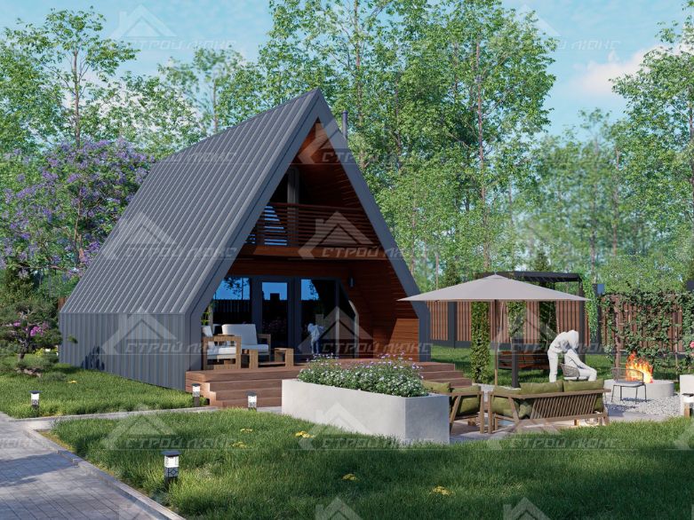 Каркасный дом A-frame "128" - фото 1